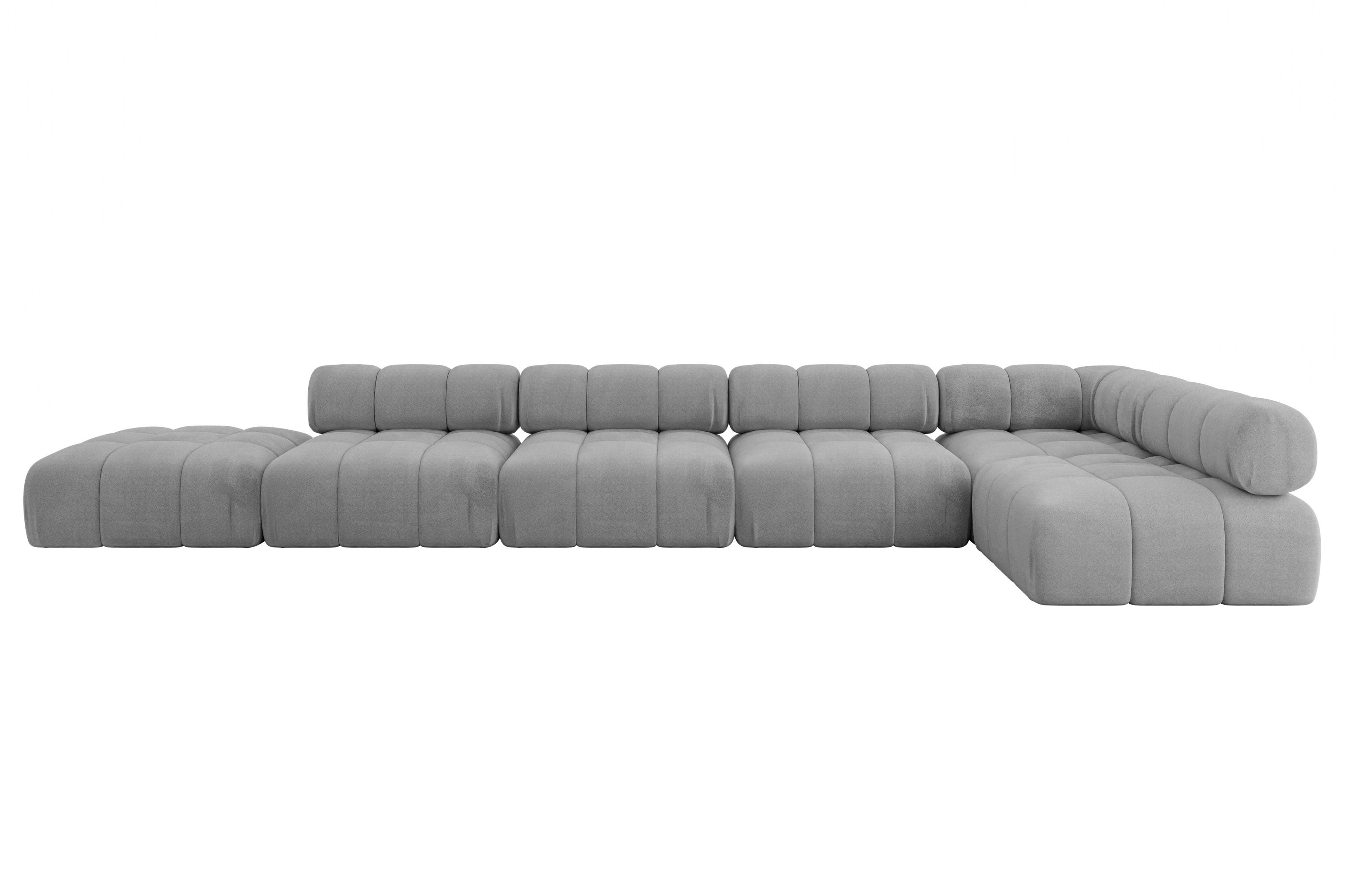 ECKSOFA modulares Sofa Favio-L3 - 475x190x70 cm Hellgrau Velours - Hellgrau, Holzwerkstoff/Textil (475/190cm) - ALTDECOR