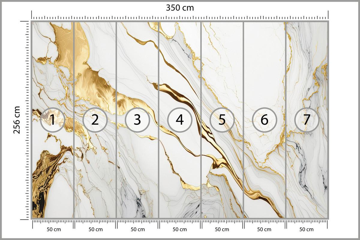FOTOTAPETE Marmor Abstraktion Glamour Stil 350x256 - Gelb/Beige, Papier (350/256cm) - Muralo