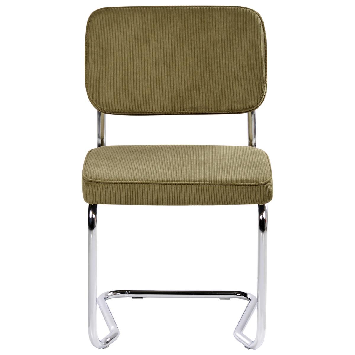 ESSZIMMERSTUHL Grün Irwin - Silberfarben/Olivgrün, Textil (50/85/53cm) - Beliani