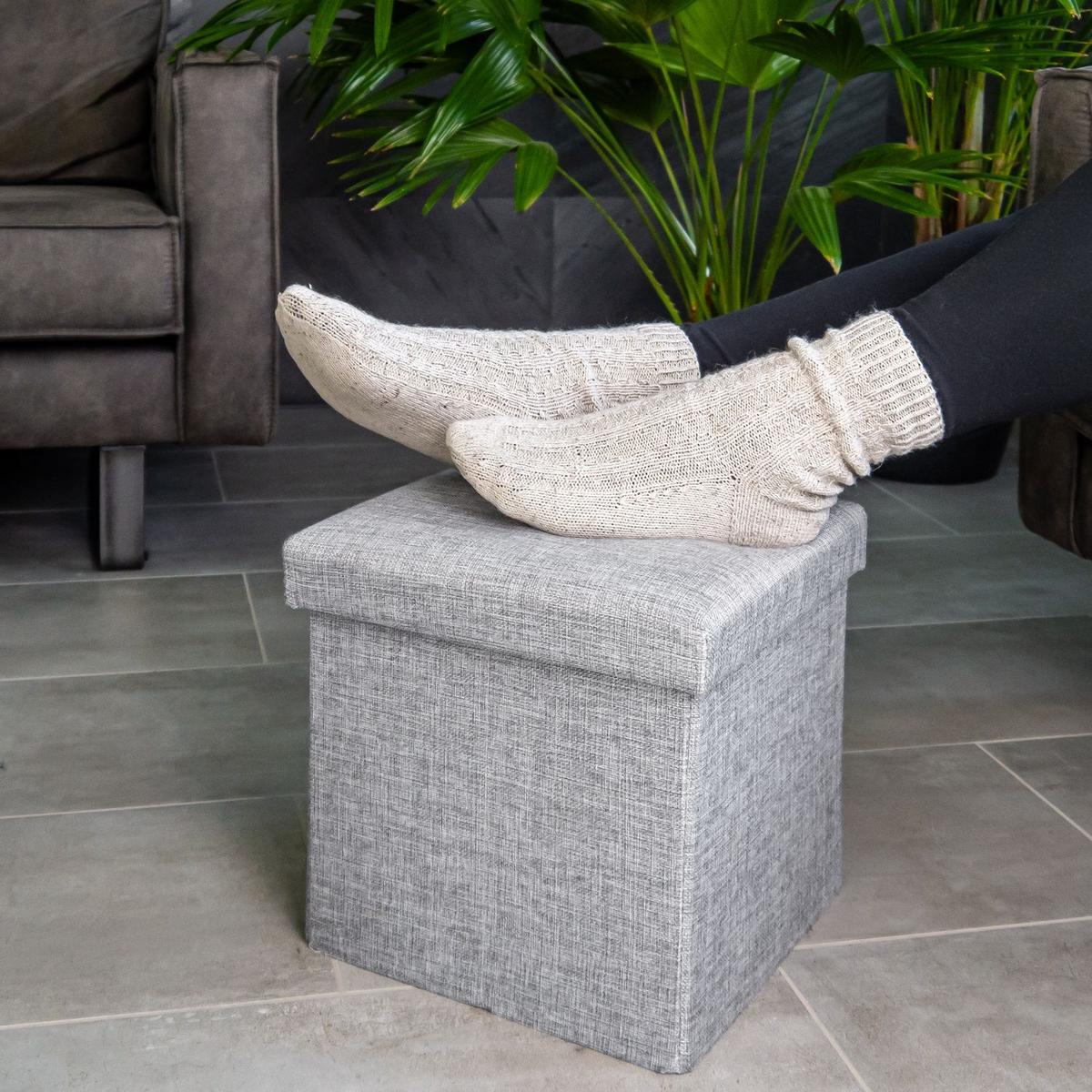 SITZHOCKER Faltbar 30/30/30 cm (Grau) - Grau, Textil (30/30/30cm) - Intirilife