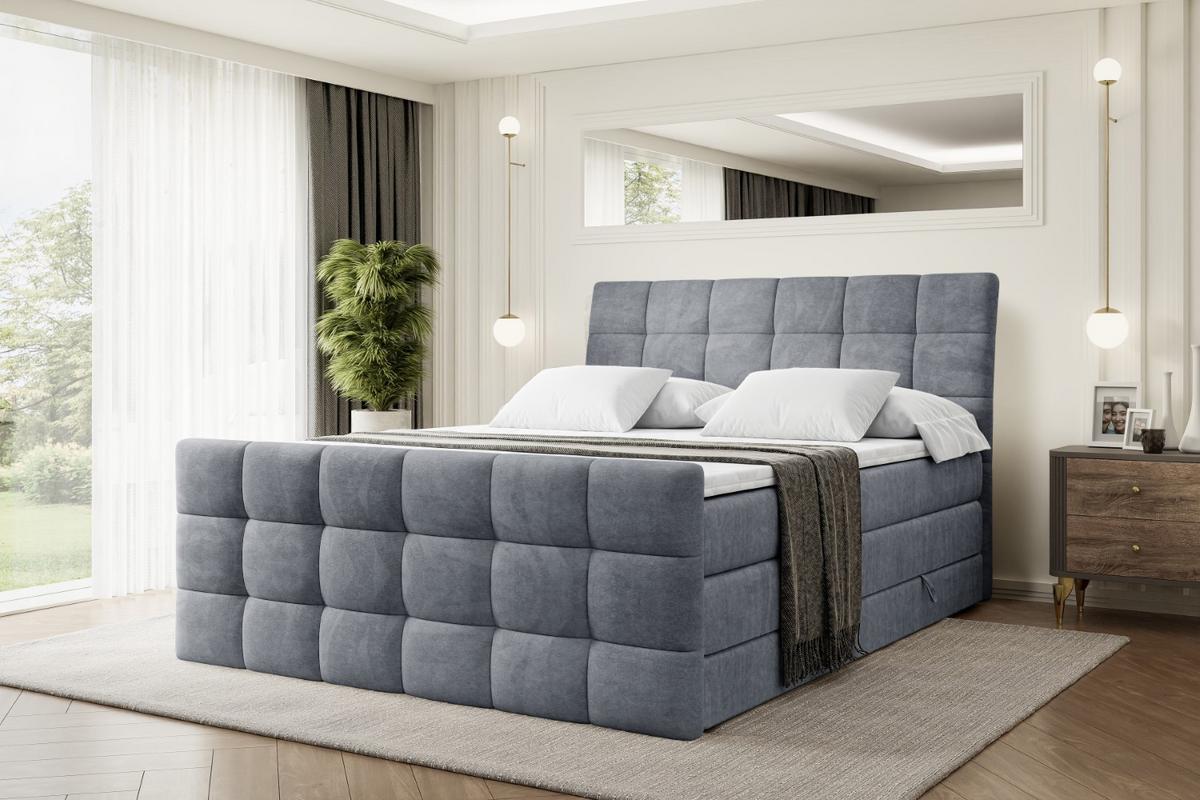 BOXSPRINGBETT BRUGO-Z KING - 140 x 200 - H3/H4 - Grau - Grau, Holzwerkstoff (140/200cm) - ALTDECOR