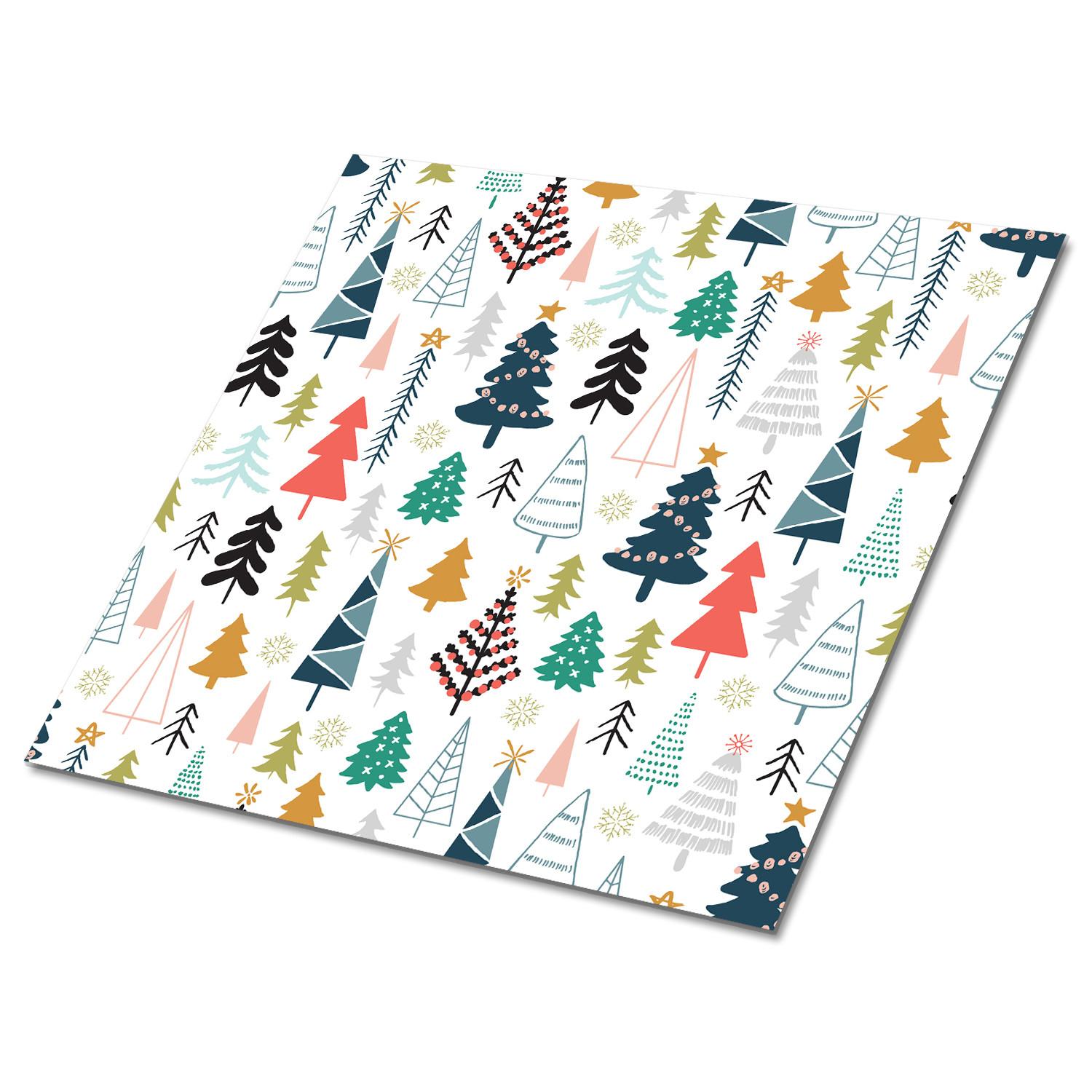 FLIESENAUFKLEBER 9 Stück 30x30 cm selbstklebend Waldbäume - Multicolor, Textil (30/1.6/30cm) - TULUP