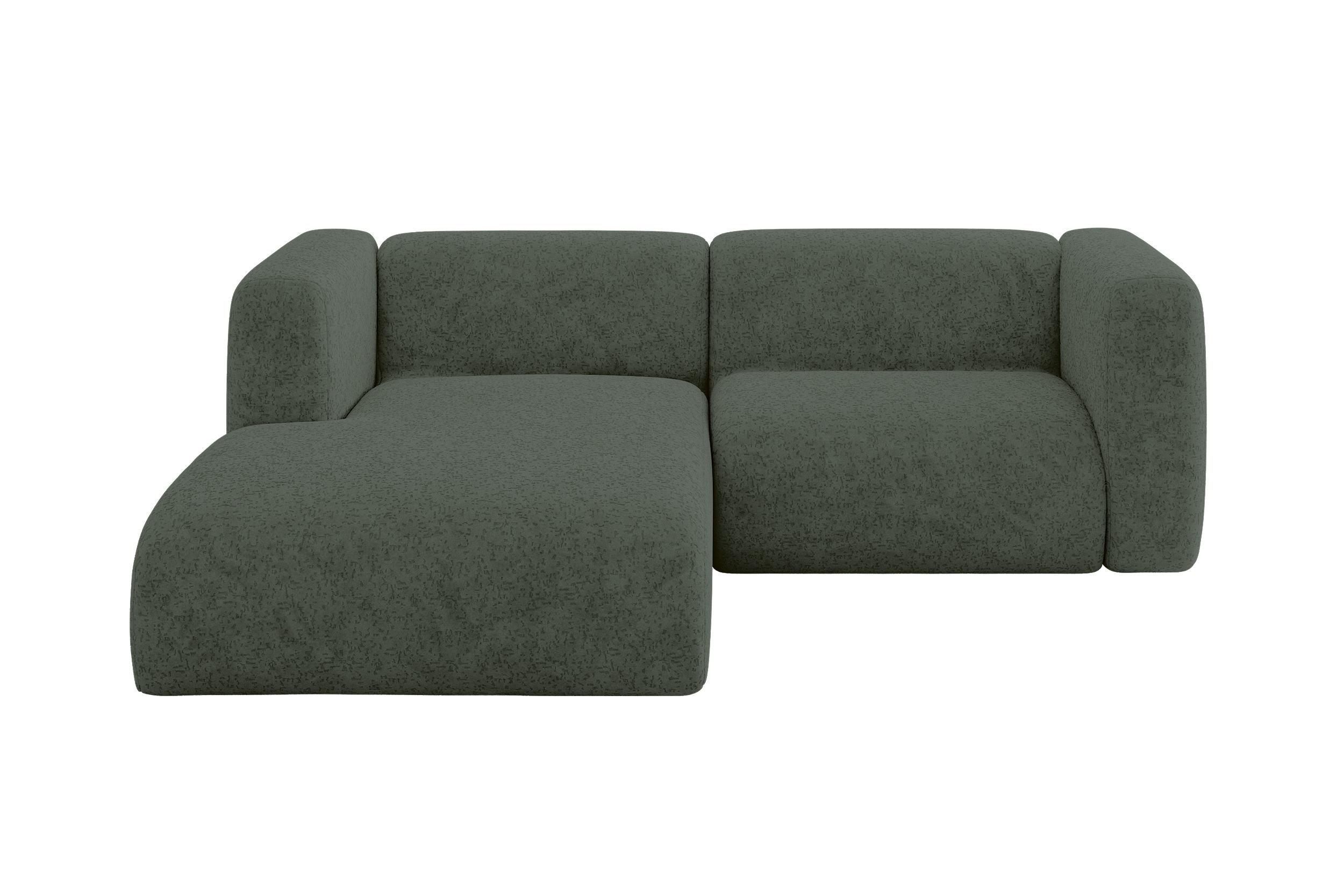 ECKSOFA Ottomane Links MIRA-L1 227x179x89 Grün Velours - Schwarz/Grün, Holzwerkstoff/Kunststoff (227/179cm) - ALTDECOR