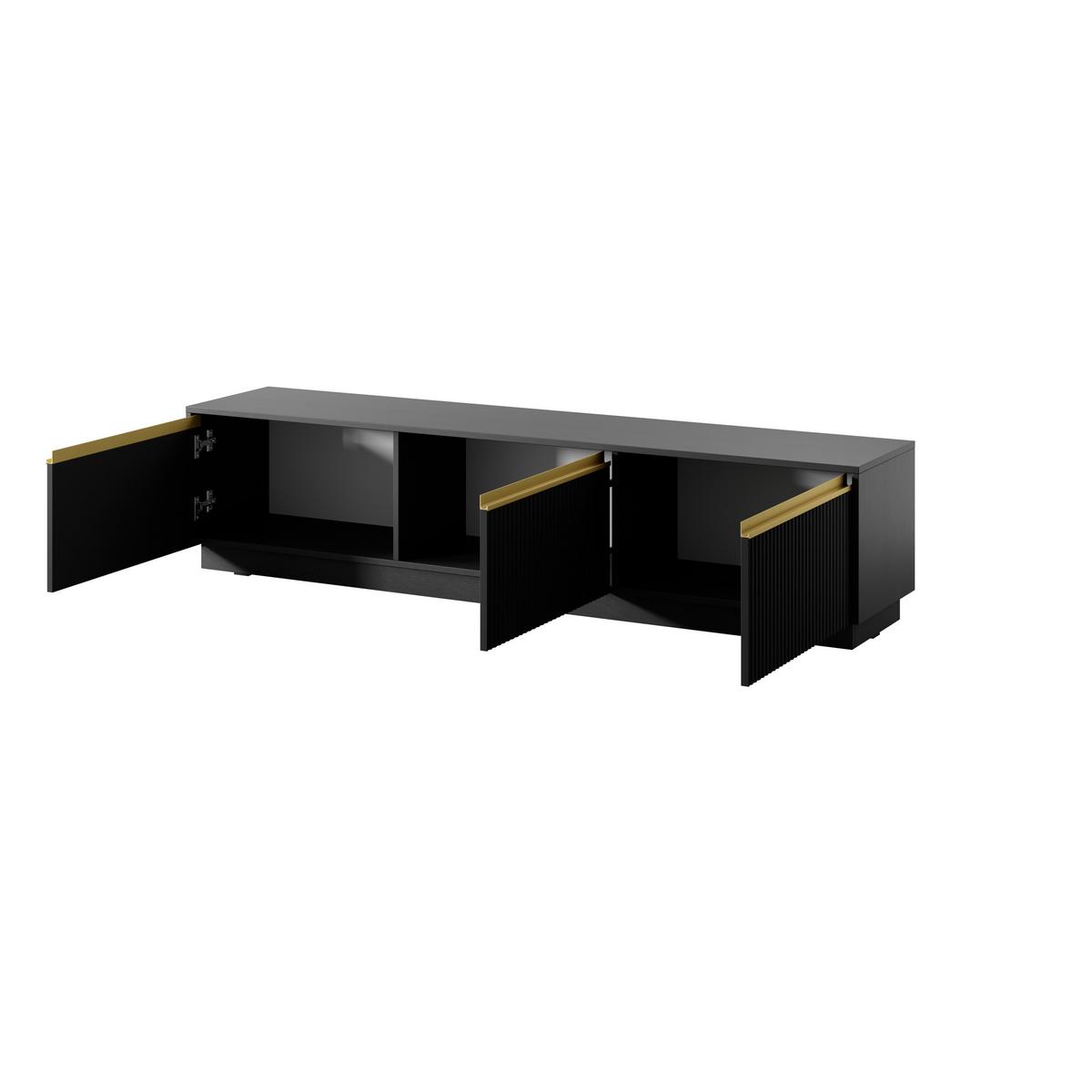 LOWBOARD MAESTRO 180x39x42 cm mit 3 Türen Schwarz - Schwarz, Holzwerkstoff (180/42/39cm) - MASSENO