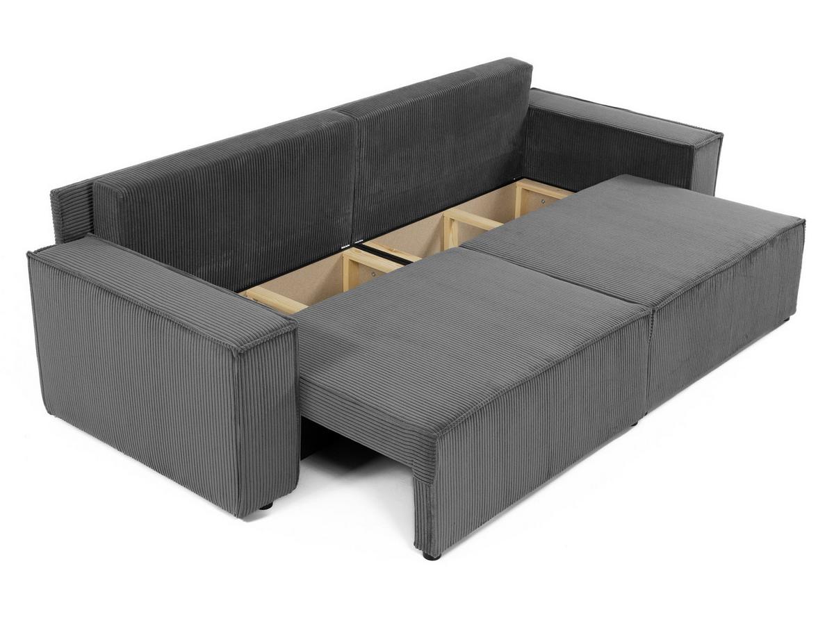 SCHLAFSOFA Karl Cord mit L-Funktion - Blau/Schwarz, Holz/Kunststoff (245/82/139cm) - MIRJAN24