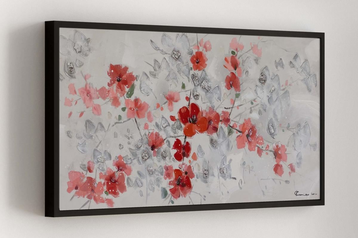 ACRYLBILD HANDGEMALT 120/60 cm - Rot, Holz/Textil (120/60cm) - KUNSTLOFT