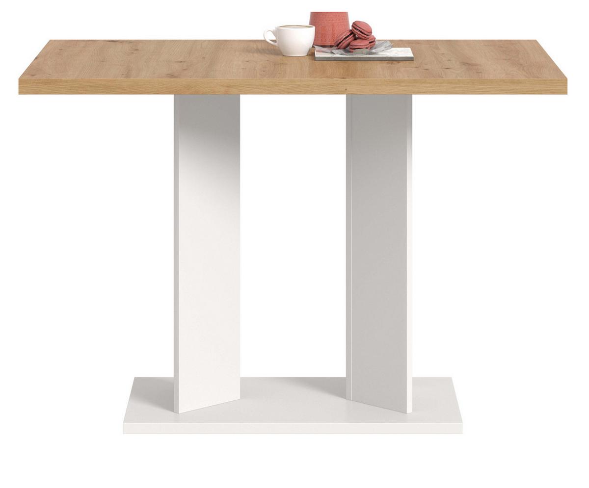 ESSTISCH Eiche Artisan, weiß 110 x 70 cm, Säulentisch modern - Eiche Artisan/Weiß, Holzwerkstoff (70/110/76cm) - Inn.Furn