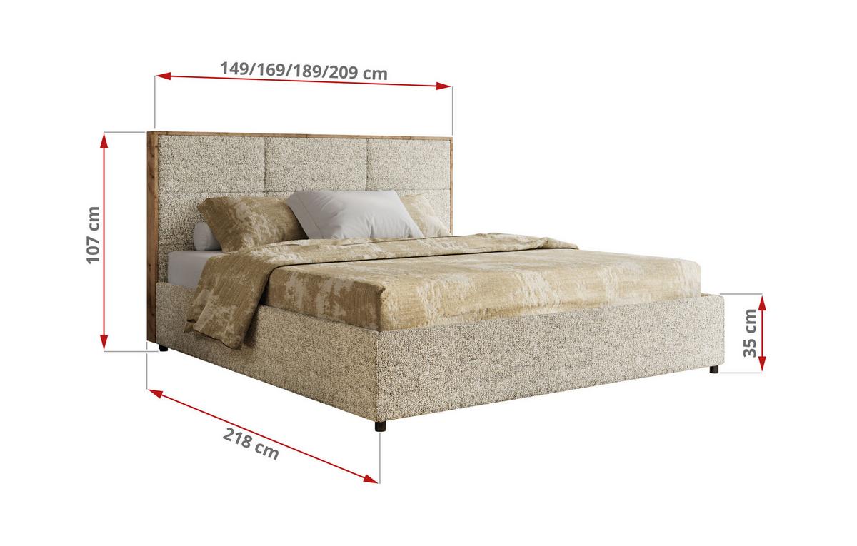 POLSTERBETT LERIO CLASSIC 140/200 - Beige Strukture - Schaum-Matratze - Beige, Textil (140/200cm) - MKS