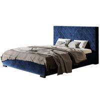 POLSTERBETT Sevilla mit Kopfteil, 120x200 cm, Doppelbett mit Bettkasten und Lattenrost aus Holz, Velourstoff Dunkelblau - Dunkelblau, Holz/Textil (120/200cm) - Alpi-Möbel