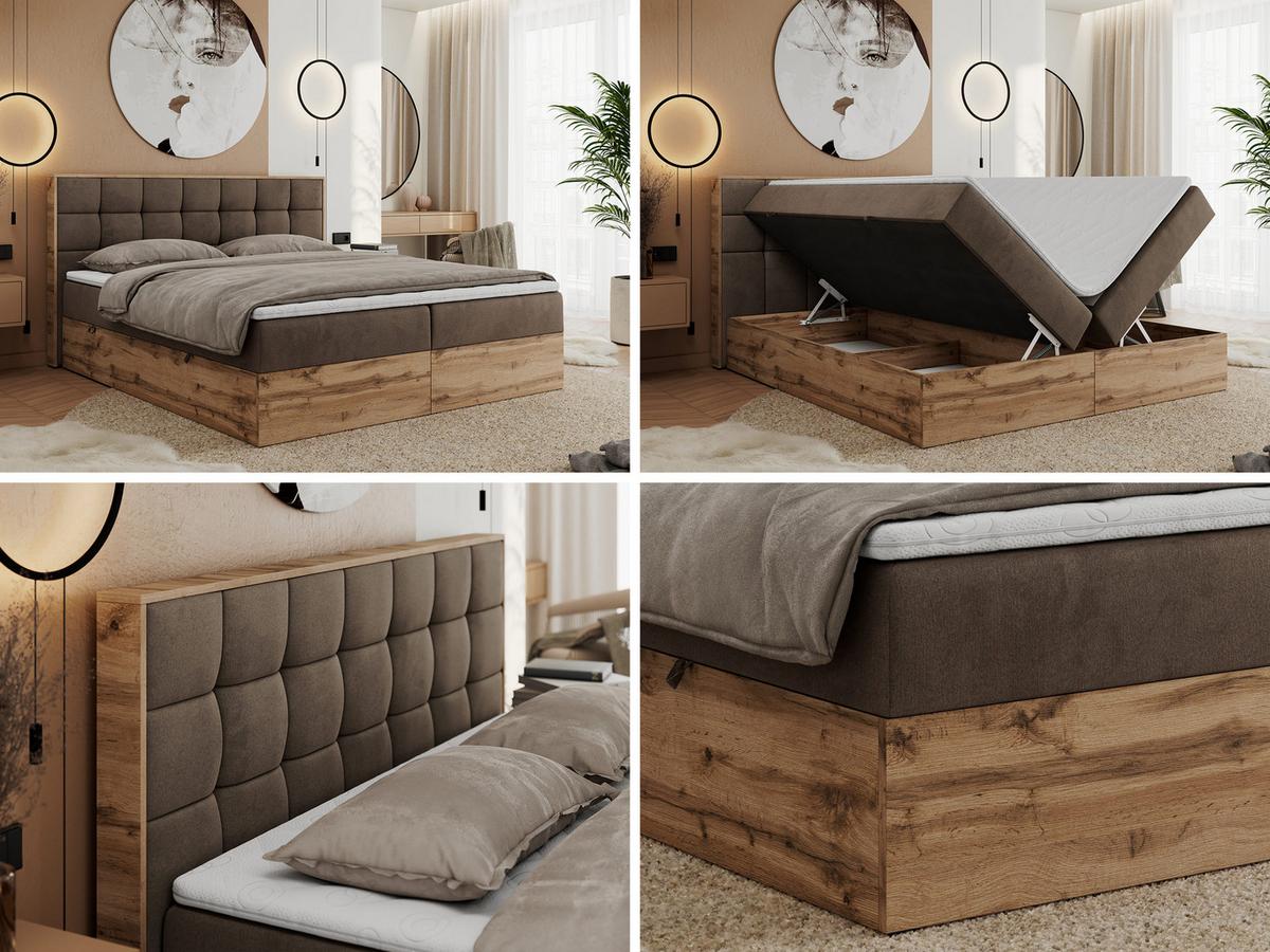 BOXBETT ALBERO 1 - 140/200 Braun Velvet - H4 - Braun, Holz/Textil (140/200cm) - MKS