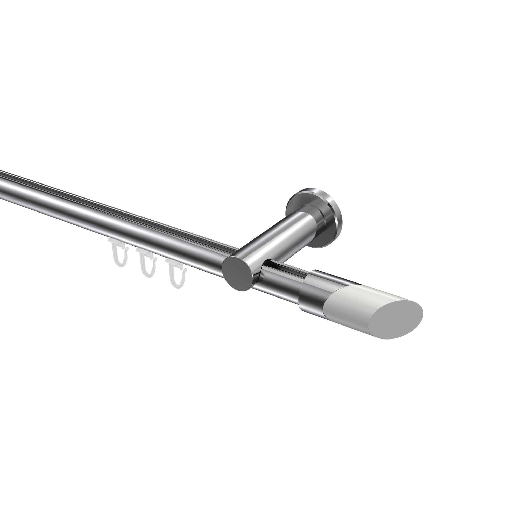 GARDINENSTANGE INNENLAUF Platon Verano 360 cm (geteilt in 2 x 180 cm), 1-läufig, 20 mm Ø Chrom - Chromfarben/Weiß, Metall (360cm) - INTERDECO