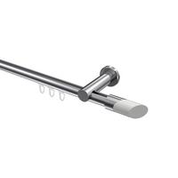 GARDINENSTANGE INNENLAUF Platon Verano 360 cm (geteilt in 2 x 180 cm), 1-läufig, 20 mm Ø Chrom - Chromfarben/Weiß, Metall (360cm) - INTERDECO