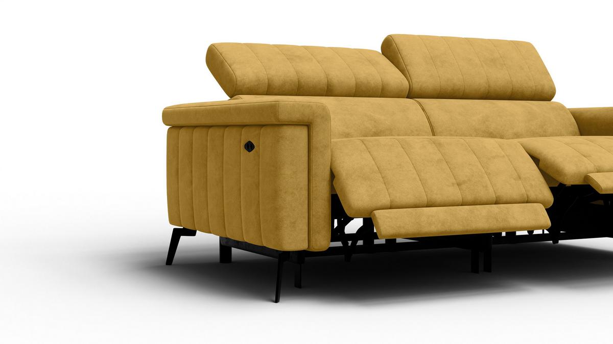 RELAXSOFA NORDEL 3-Sitzer, senfgelb - Gelb/Schwarz, Holz/Textil (194/80/105cm) - Wozimo