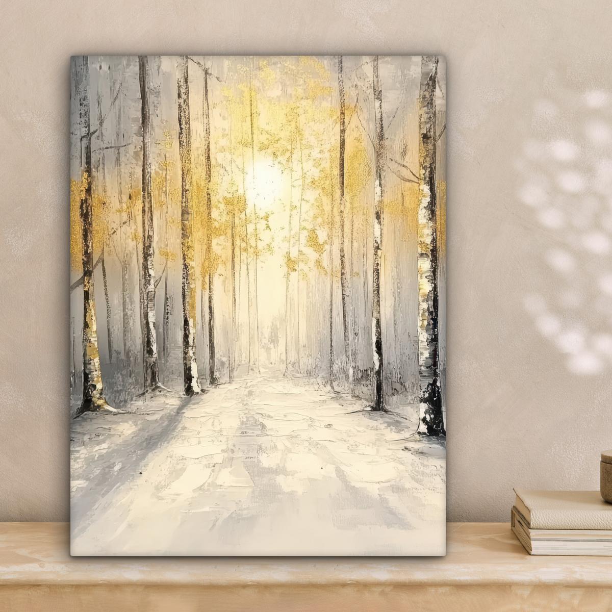 LEINWANDBILD Winter - Abstrakt - Schnee - Natur - Sonne Room Decor 30x40 cm - Grau, Textil (30/40cm) - MuchoWow