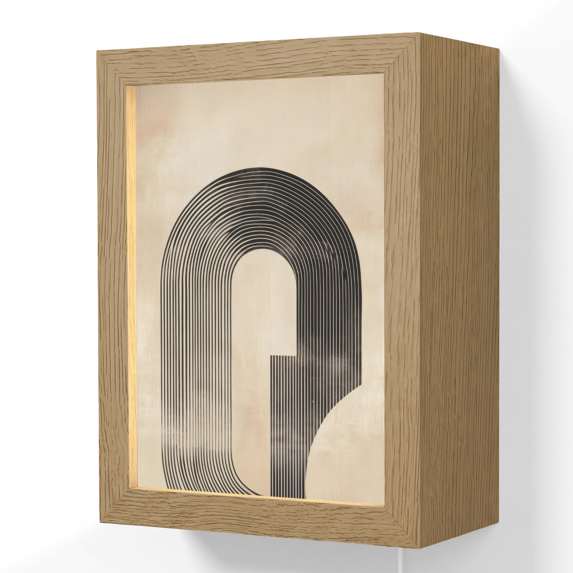 WANDLEUCHTE Schleife - Streifen - Minimalistisch - Schwarz 15x20 cm - Beige, Holzwerkstoff (15/20/8cm) - OnlyWow