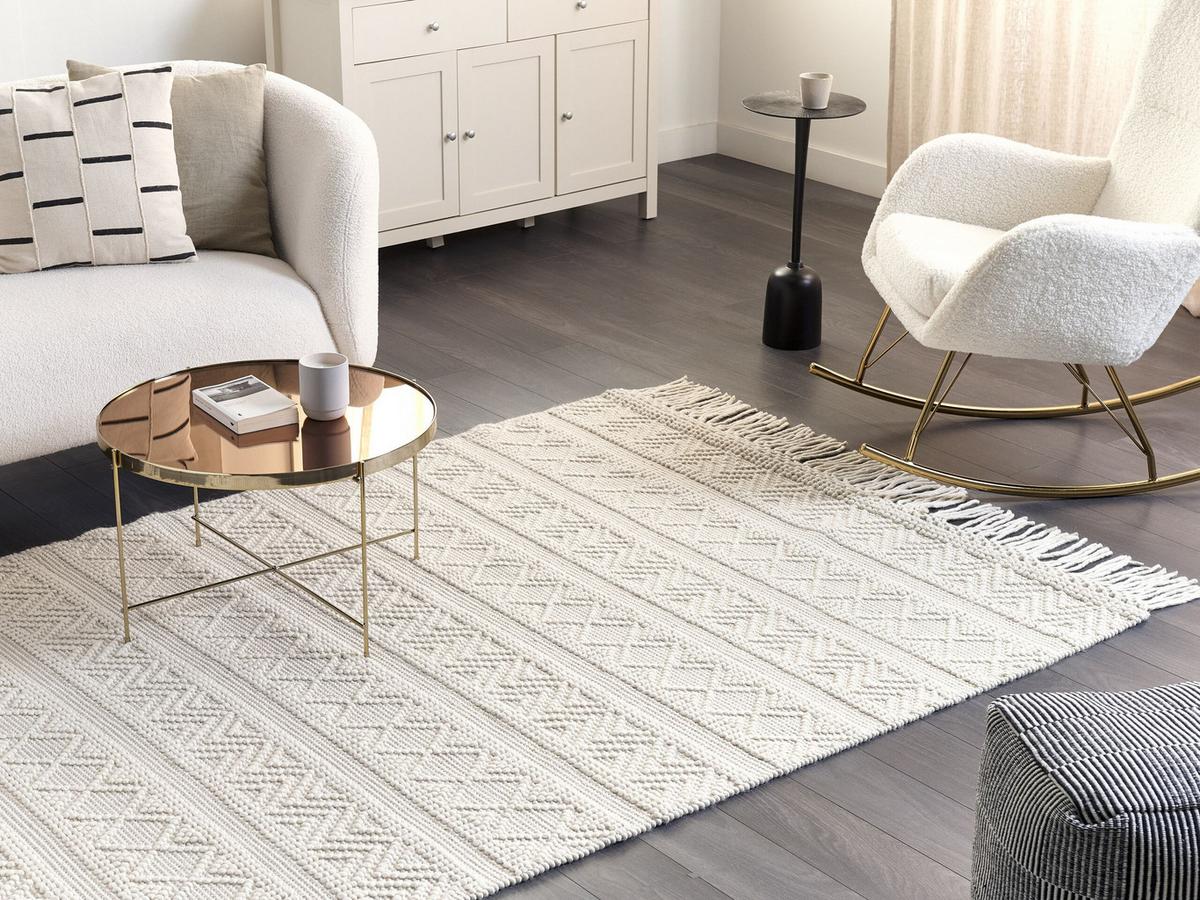 TEPPICH geflochten Pertek 230/160 cm - Beige, Textil (160/230cm) - Beliani