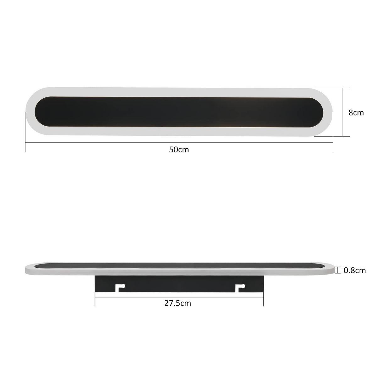 LED-WANDLEUCHTE Glowing 50/8/4 cm - Schwarz, Metall (8/4/50cm) - ZMH