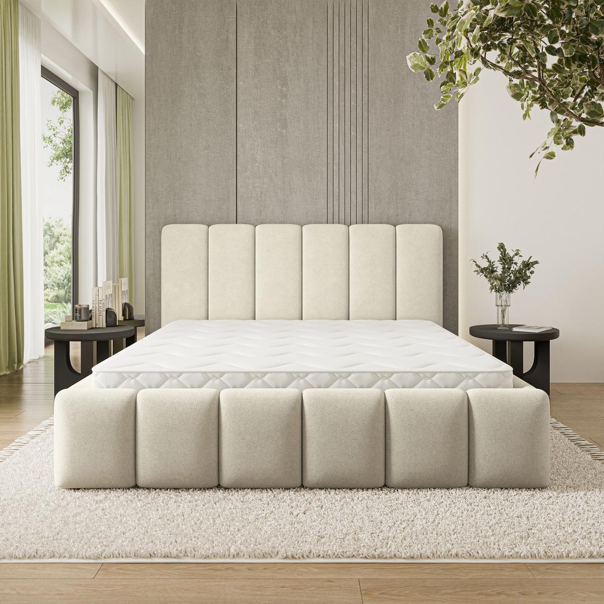 POLSTERBETT ATTORA SR 140x200 cm mit Bettkästen - Creme - Creme, Holz (140/200cm) - MASSENO