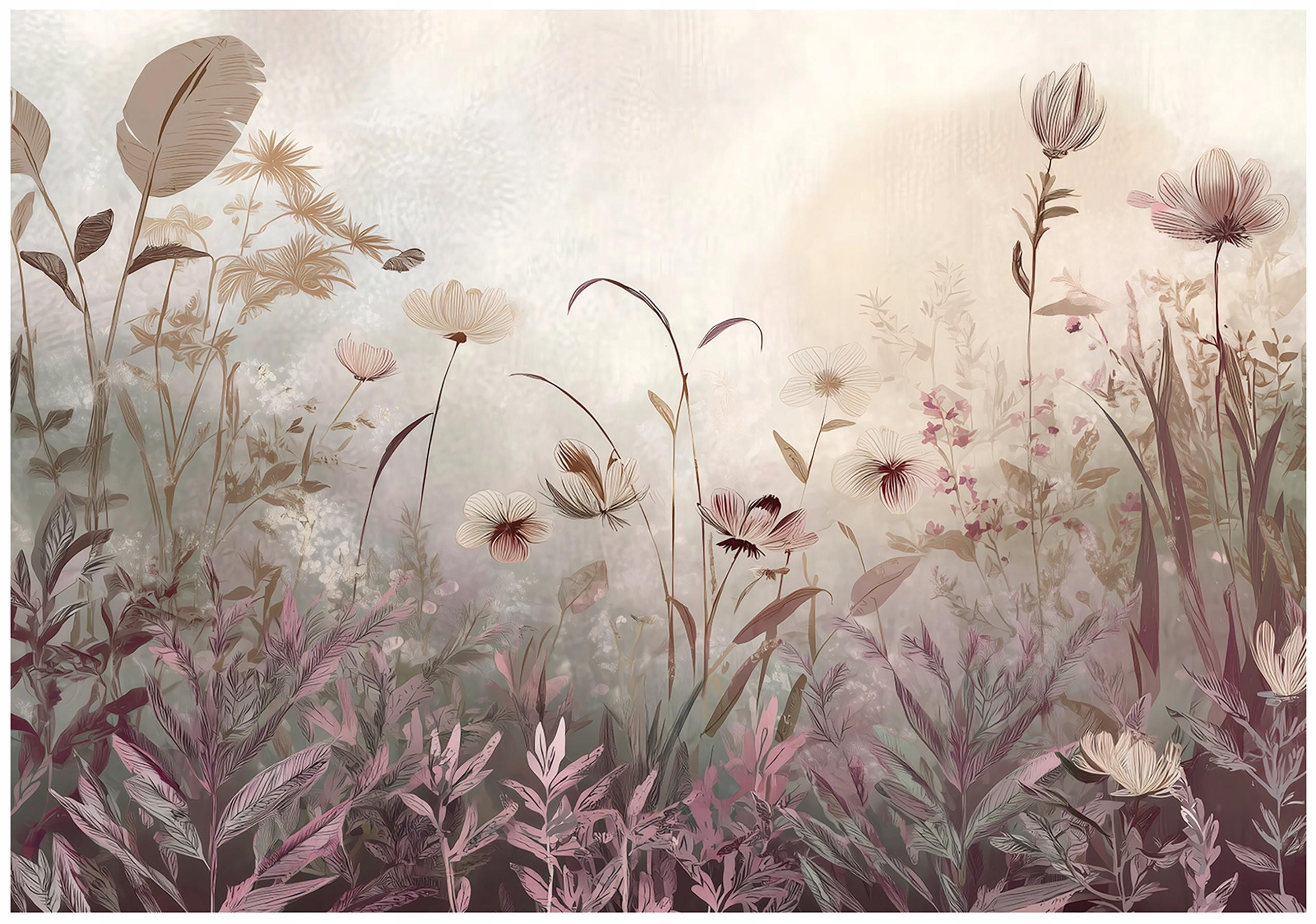 FOTOTAPETE Blumen Wiese Beige 400x280 cm - Multicolor, Papier (400/280cm) - Wallarena