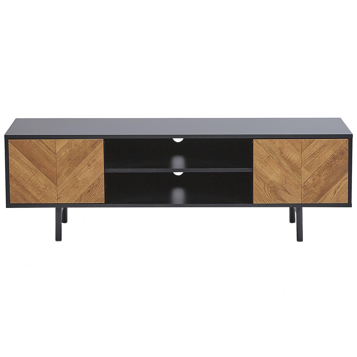 TV-MÖBEL Hellbraun, Schwarz SALINA 40/140/45 cm - Hellbraun, Holzwerkstoff (140/45/40cm) - Beliani