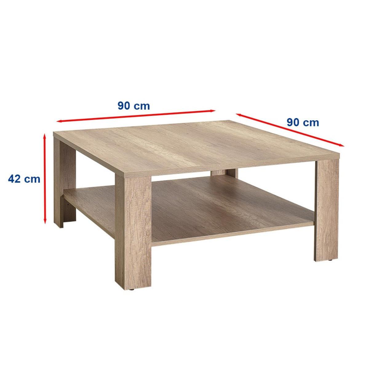 COUCHTISCH mit Ablagefach - lena 90/90/42 cm - Honigeiche, Holzwerkstoff (98/90/42cm) - Calicosy