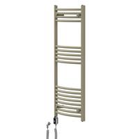 HANDTUCHHEIZKÖRPER elektrisch 500 x 1200 mm Beige Badheizkörper gebogen mit Seitenanschluss mit Heizstab 600W - Beige, Metall (50/120/3cm) - LuxeBath