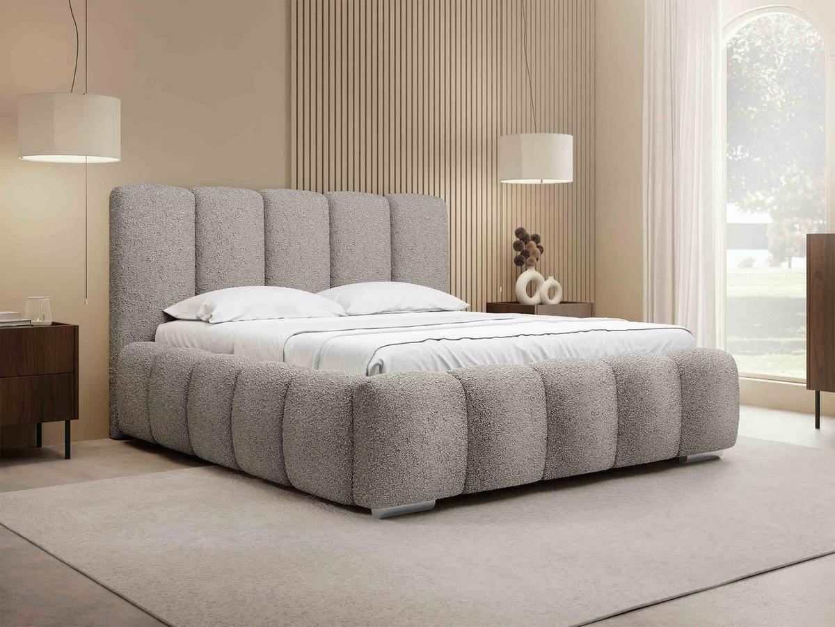 POLSTERBETT Wizko Boucle - Chromfarben/Naturfarben, Holz/Holzwerkstoff (160/200cm) - MIRJAN24
