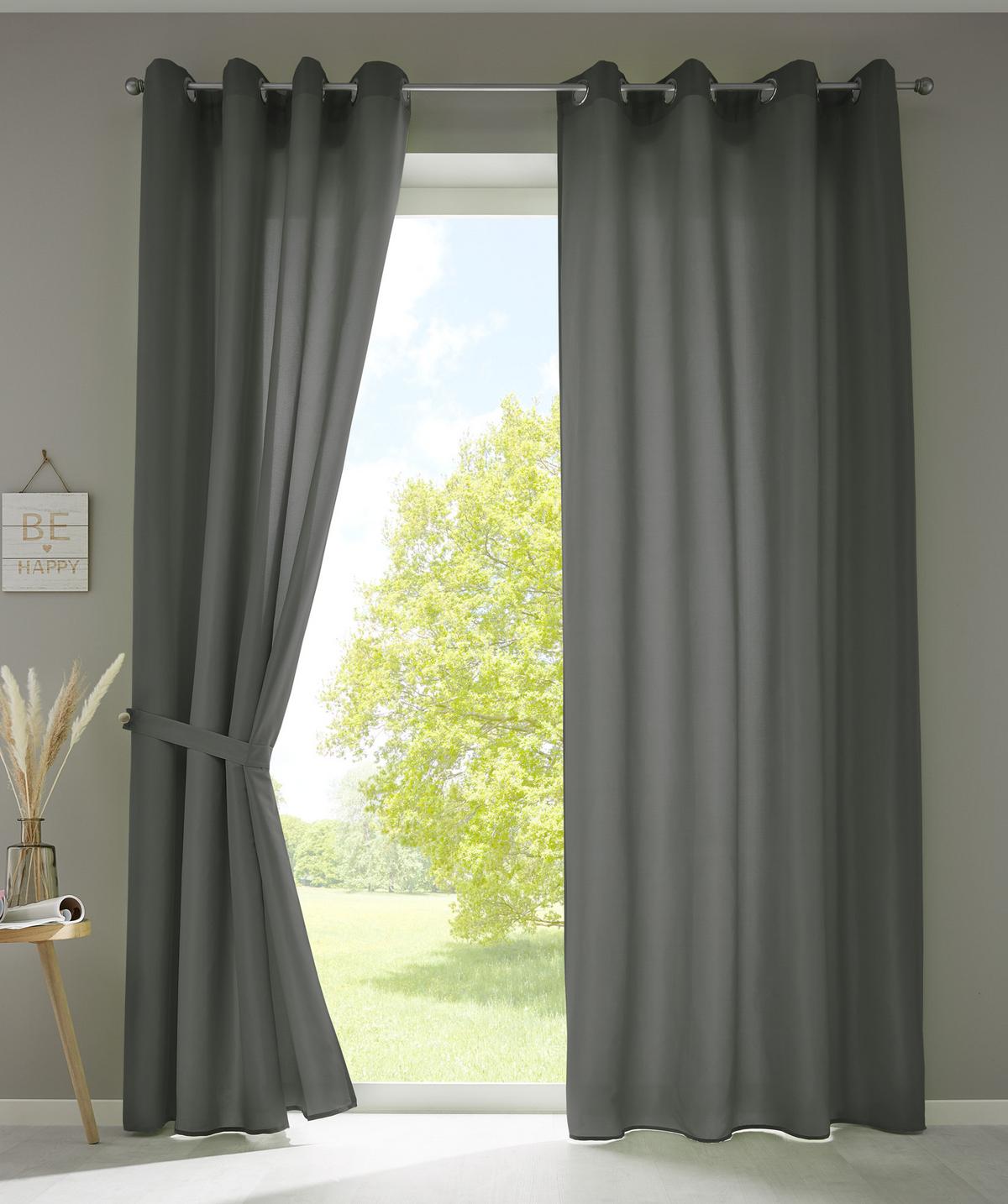 VORHANG 2ER SET BERLIN HxB 175x140cm Dunkelgrau - Dunkelgrau, Textil (140/175/175cm) - Gardinenbox