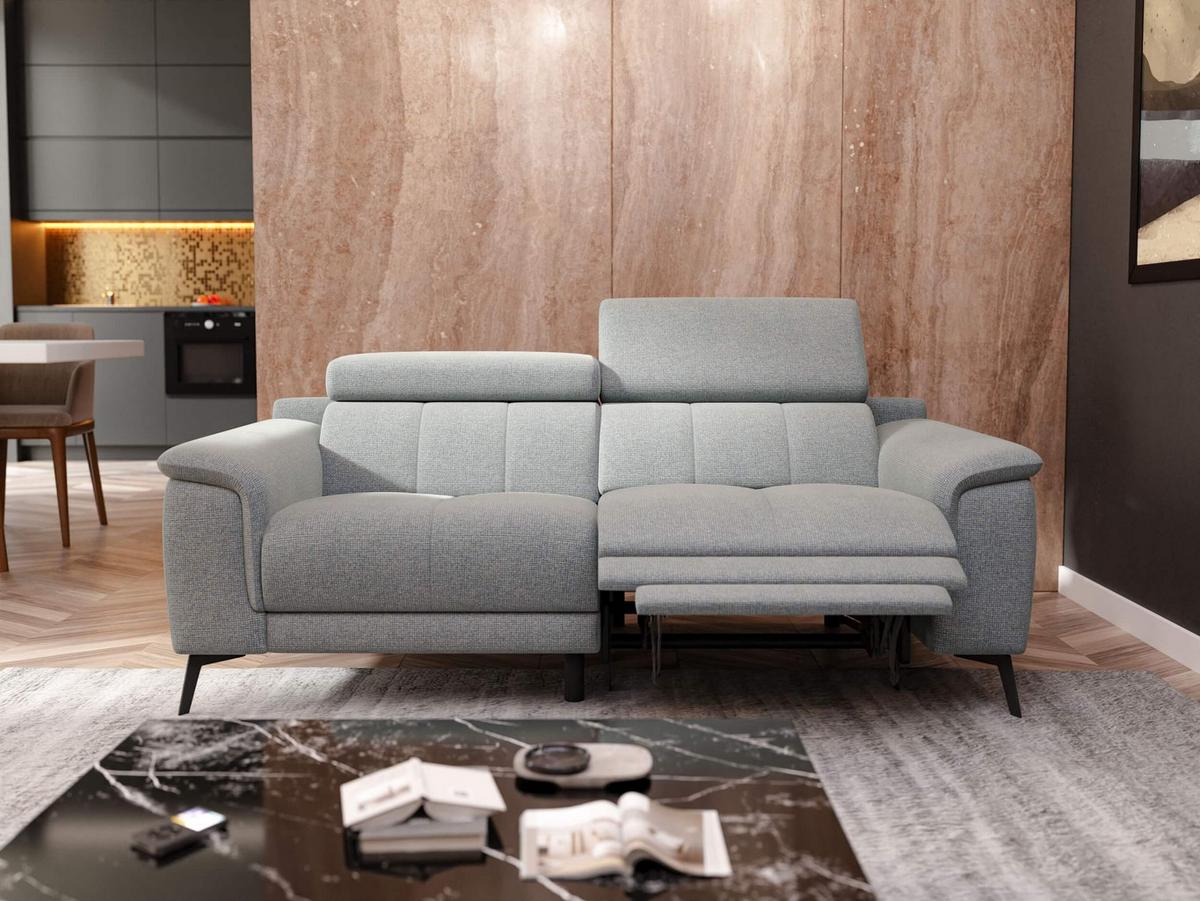 RELAXSOFA FIERO 3-Sitzer mit 1 Relaxfunktion, silberfarben - Silberfarben/Schwarz, Holzwerkstoff/Textil (212/82/103cm) - Wozimo