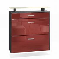 SCHUHSCHRANK Malea Fronten in Bordeaux Hochglanz - Bordeaux, Holzwerkstoff (89/96/23cm) - Vladon