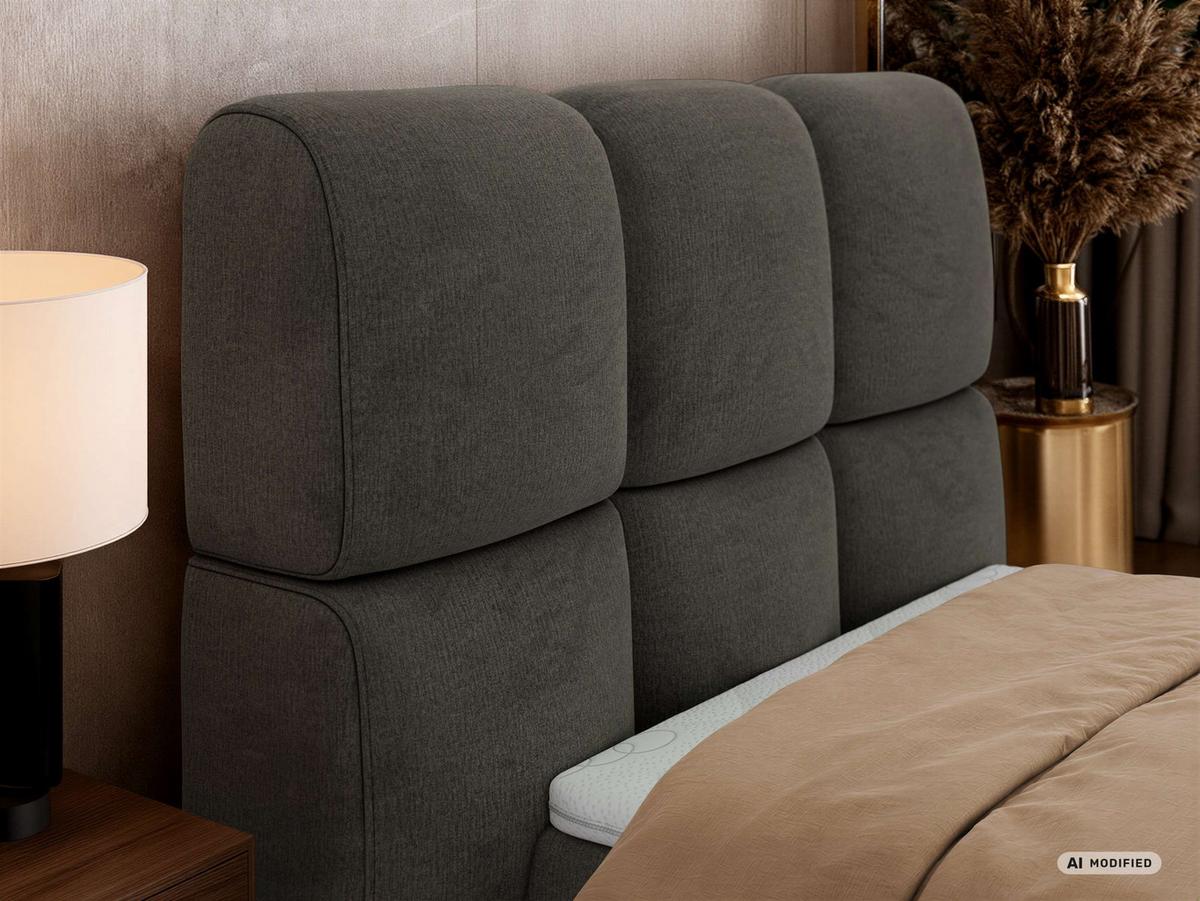 BOXBETT NIRA 90/200 - Dunkelgrau Velvet - Topper Visco - H3 - Dunkelgrau/Anthrazit, Kunststoff/Textil (90/200cm) - MKS