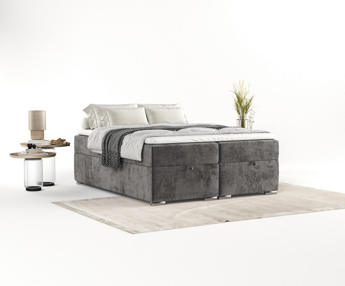 BOXBETT Reto 180/200 cm Stahl im Lotta Stoff - Chromfarben/Graphitfarben, Holz/Holzwerkstoff (180/200cm) - AltaBeds