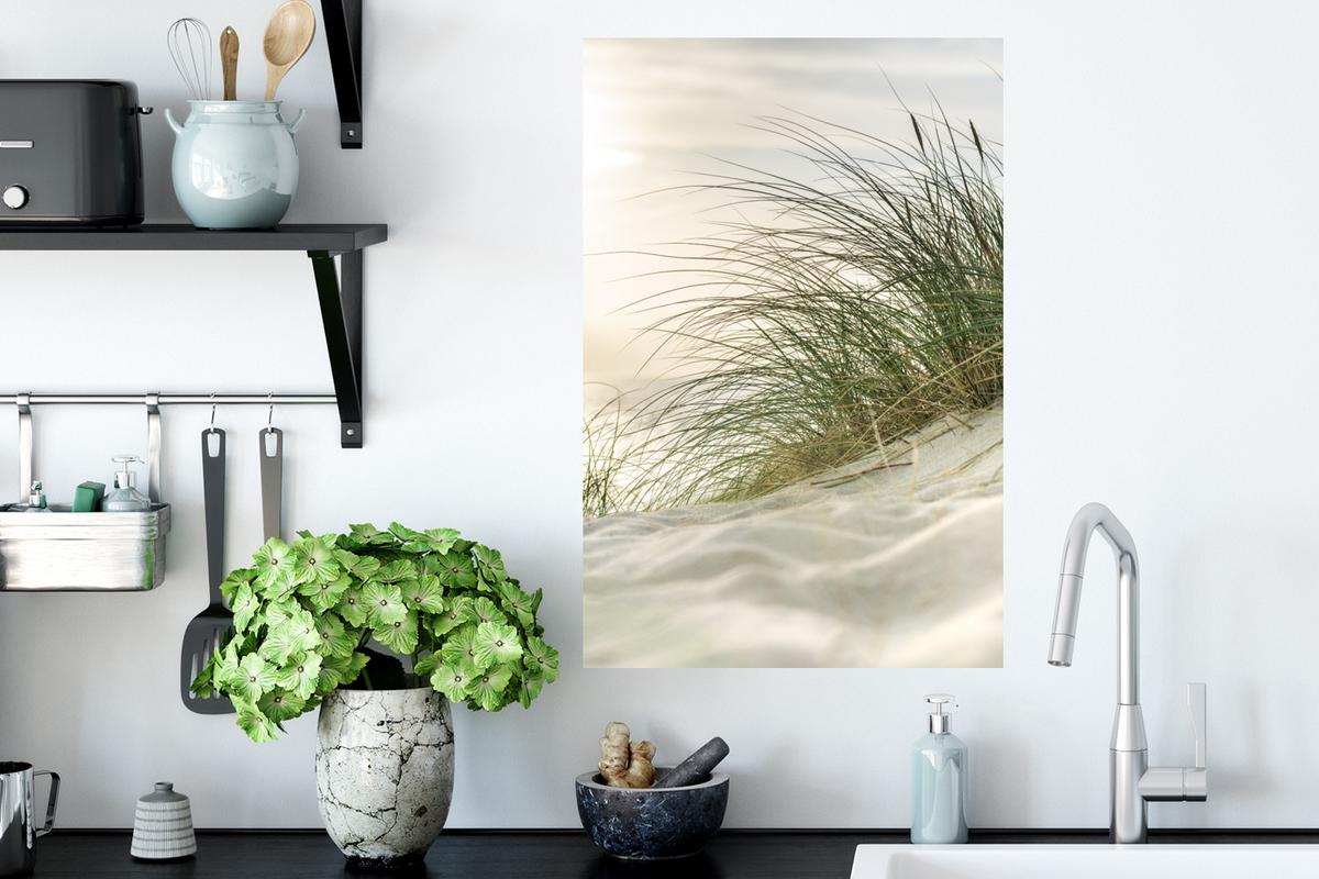 WANDTATTOO Dünen mit Strandhafer in der Sonne des Nationalparks Schleswig-Holsteinisches Wattenmeer Wandbild 40x60 cm - Creme, Kunststoff (40/60/0.1cm) - MuchoWow