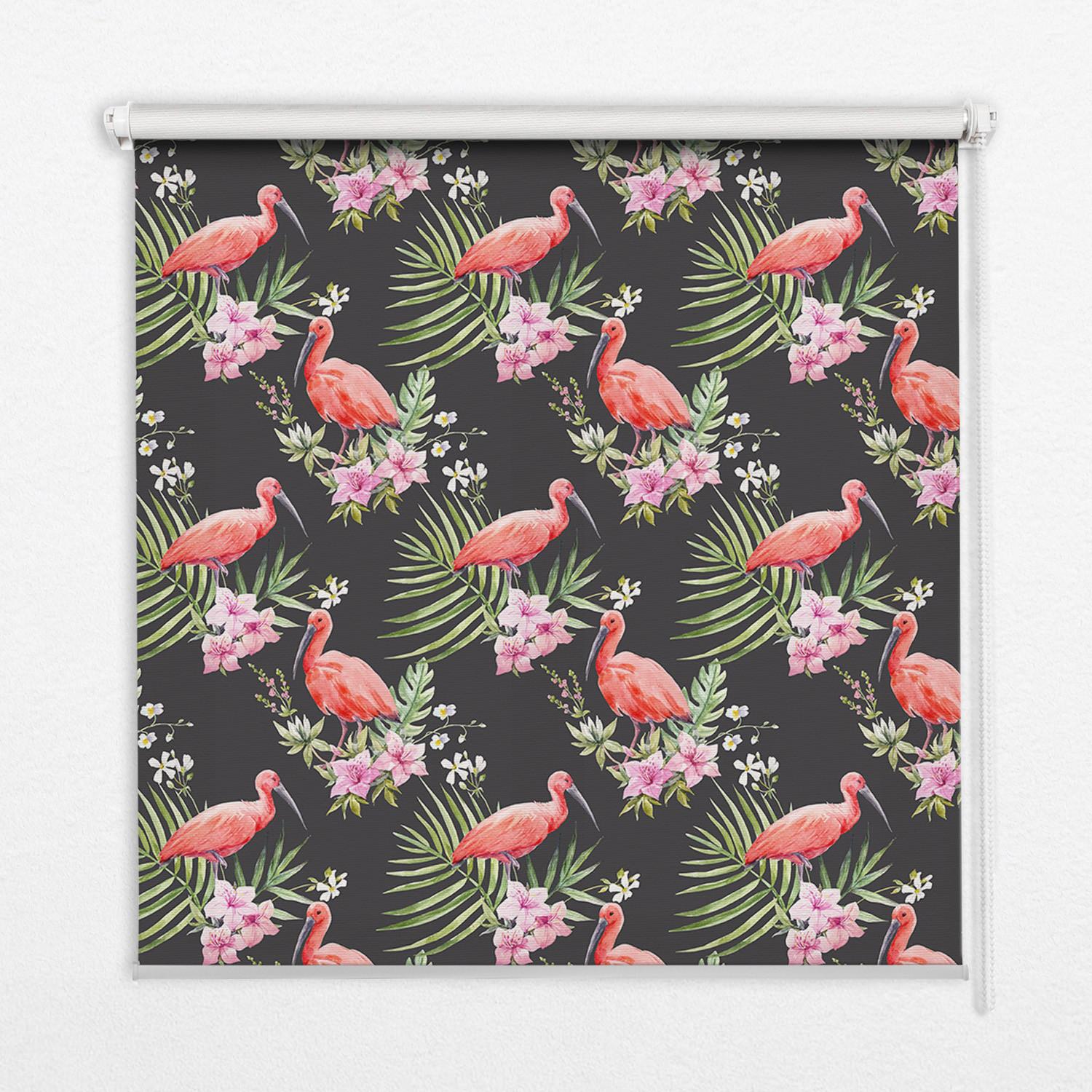 INNENROLLO - Fensterrollo - Rollo - 90x140 cm - Flamingos auf Pflanzen - Pink, Kunststoff (90/140/0.5cm) - TULUP