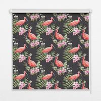 INNENROLLO - Fensterrollo - Rollo - 100x180 cm - Flamingos auf Pflanzen - Pink, Kunststoff (100/180/0.5cm) - TULUP