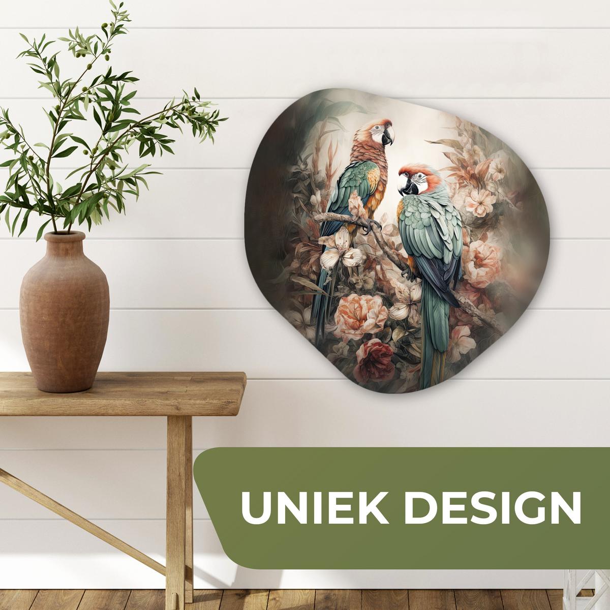 WANDBILD Papageien - Vögel - Natur - Blumen Wandbild 60x60 cm - Baltimorefarben, Kunststoff (60/60cm) - MuchoWow