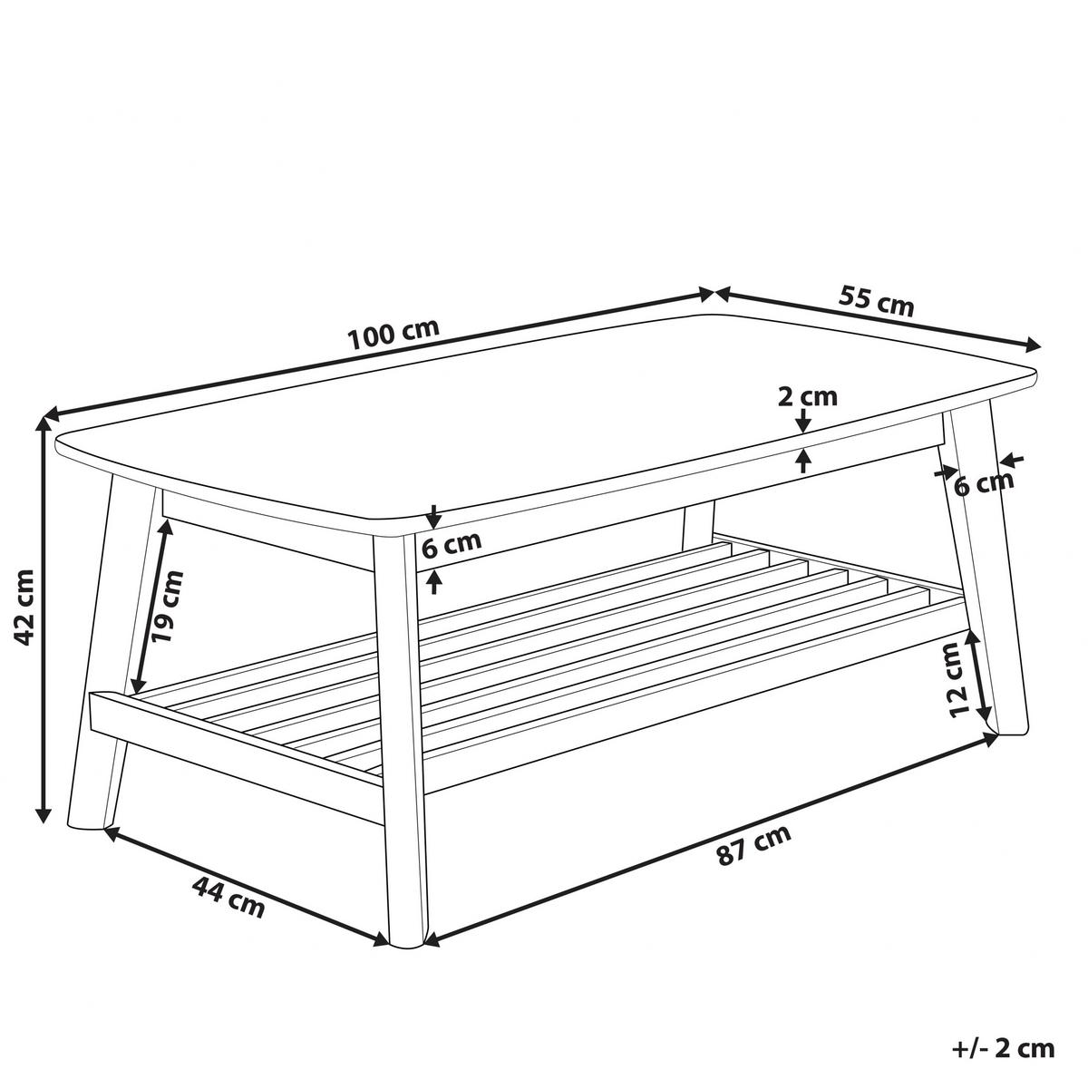 COUCHTISCH heller Holzfarbton rechteckig 55/100 cm Tulare - Hellbraun, Holz (100/55/42cm) - Beliani