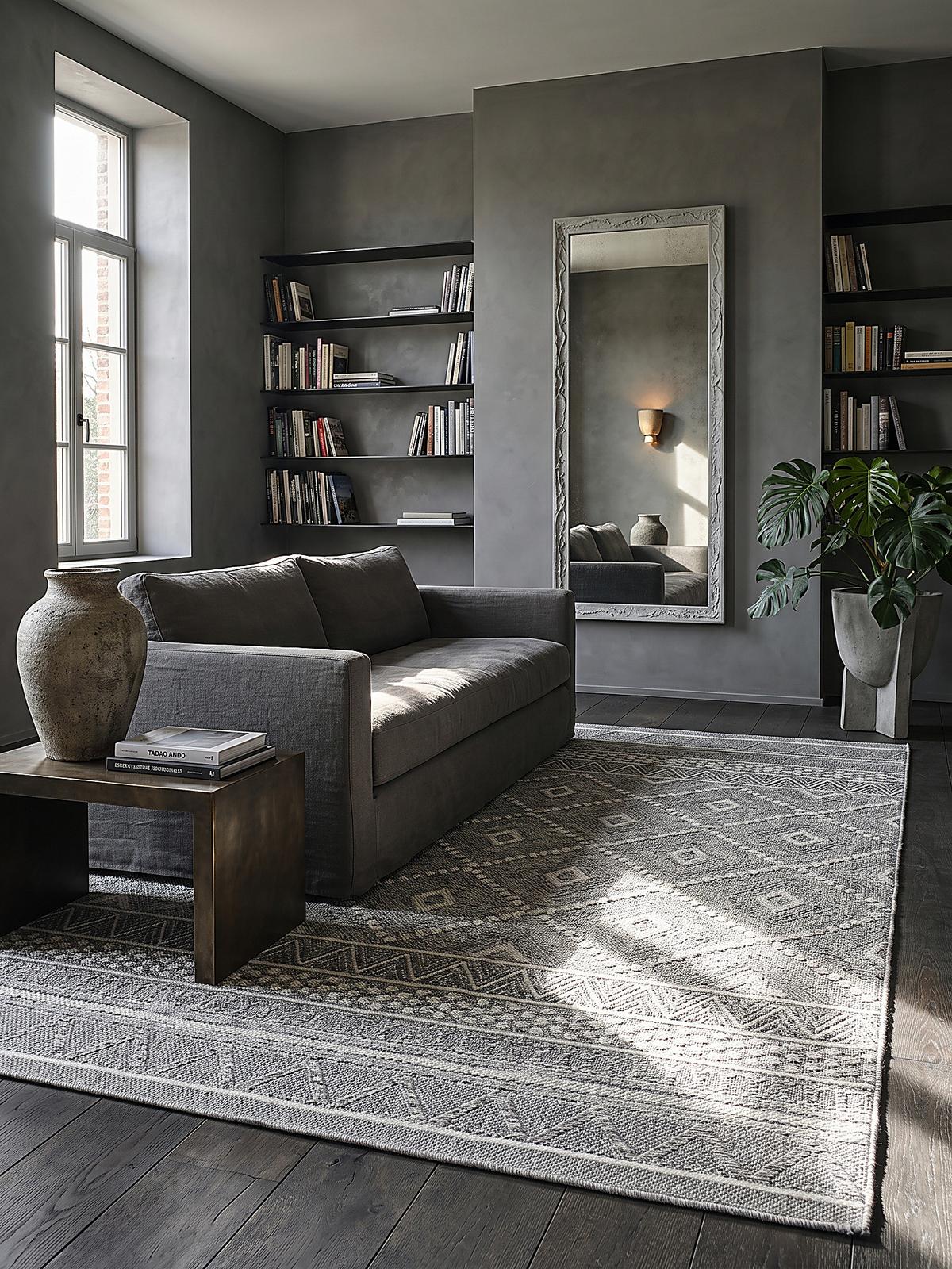 TEPPICH Flachgewebe ESERA Ethno-Rauten Polypropylen Grau 240 x 340 cm - Grau, Textil (240/340cm) - KADIMA DESIGN