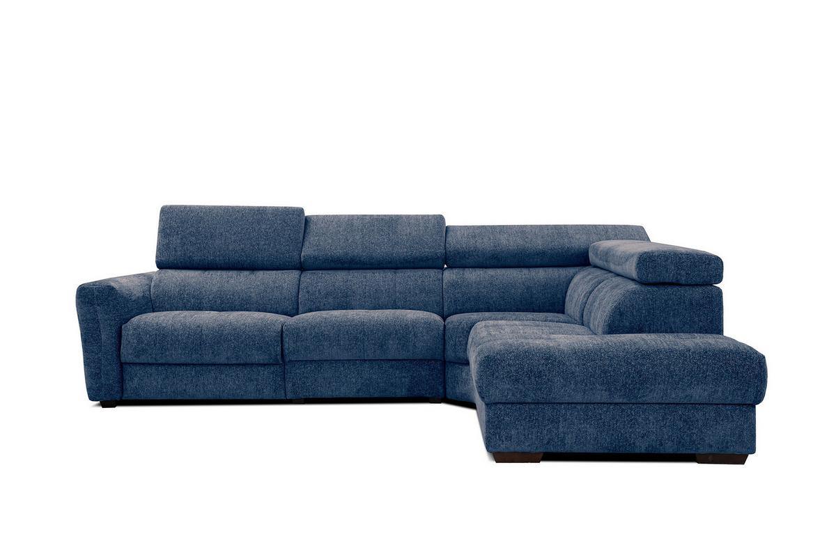 ECKSOFA CALVERA 5-Sitzer mit 1 Relaxfunktion, dunkelblau - Schwarz/Dunkelblau, Holzwerkstoff/Textil (297/239cm) - Wozimo
