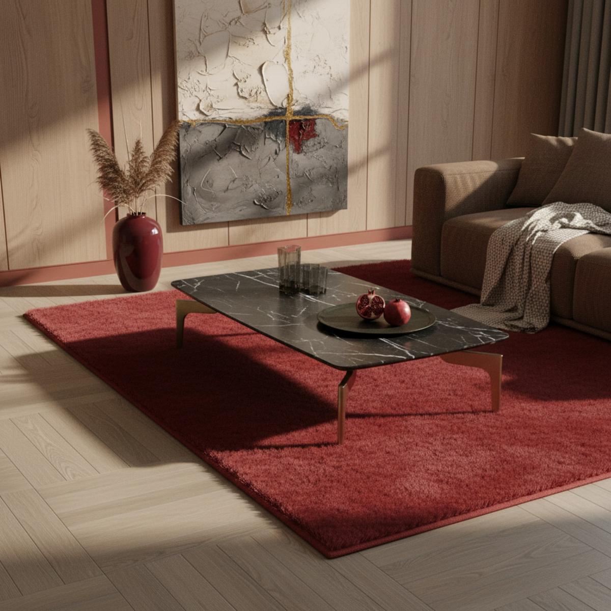 KURZFLORTEPPICH Waschbar NECKAR, einfarbig, aus Polyester, Rot, 120 x 170 cm - Rot, Textil (170/120cm) - KADIMA DESIGN