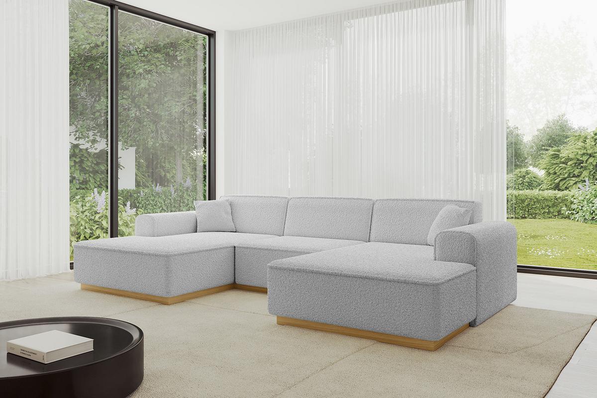 WOHNLANDSCHAFT IREA-U1-v2 - 301x165x80 cm Hellgrau - Hellgrau, Holzwerkstoff/Textil (301/80/165cm) - ALTDECOR