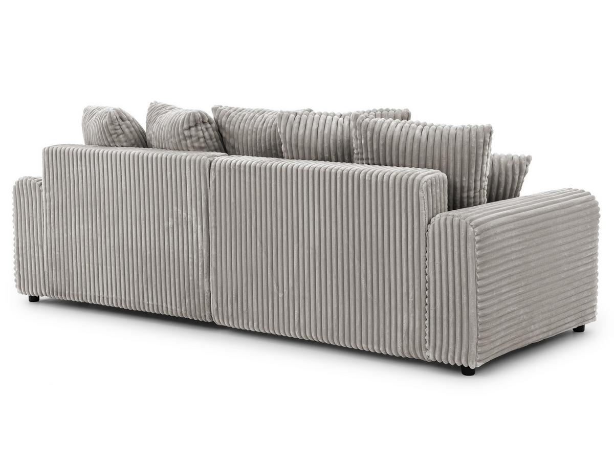 ECKSOFA Calma mit Schlaffunktion und Bettkasten im Bumpy-Design aus weichem Taupe Plüschcord - Ottomane rechts - Taupe/Schwarz, Holz/Kunststoff (140/239cm) - S-Style