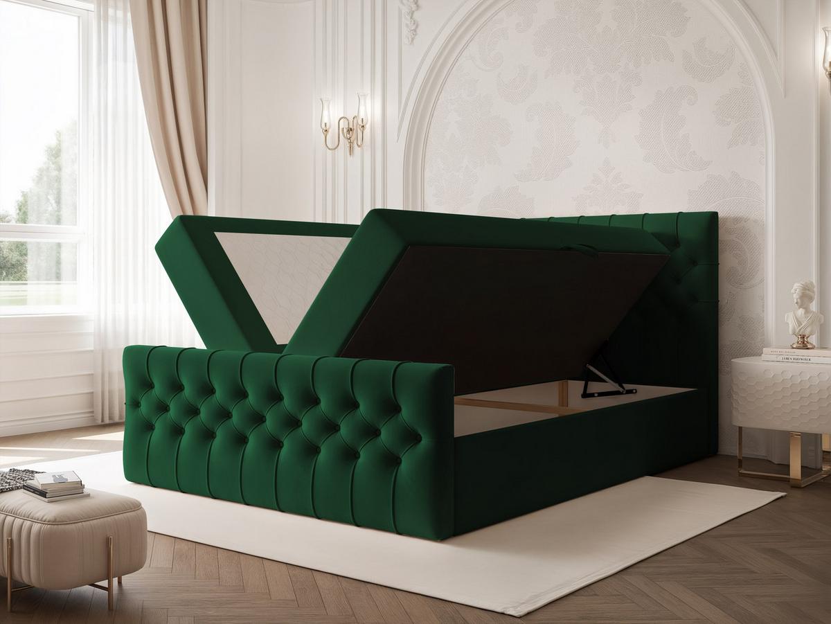 BOXBETT JOLIE 180x200 cm mit Matratze, Grün - Grün, Textil (180/200cm) - Idohome