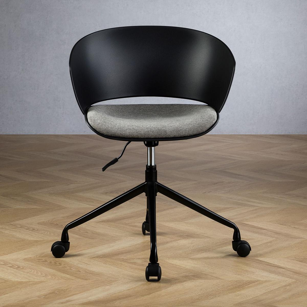DREHSTUHL DAGMA - Schwarz/Grau, Textil/Metall (59/82/57cm) - IDIMEX