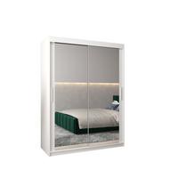 SCHWEBETÜRENSCHRANK 200/150/62 2-türig - Silberfarben/Weiß, Holz/Kunststoff (150/200/62cm) - MÖBEL KRYSPOL