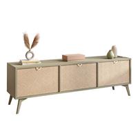 TV Element ALOE Fischgrätenmuster Scandi Eukalyptus - Eukalyptusholzfarben, Holzwerkstoff (158/52/38cm) - Lookway