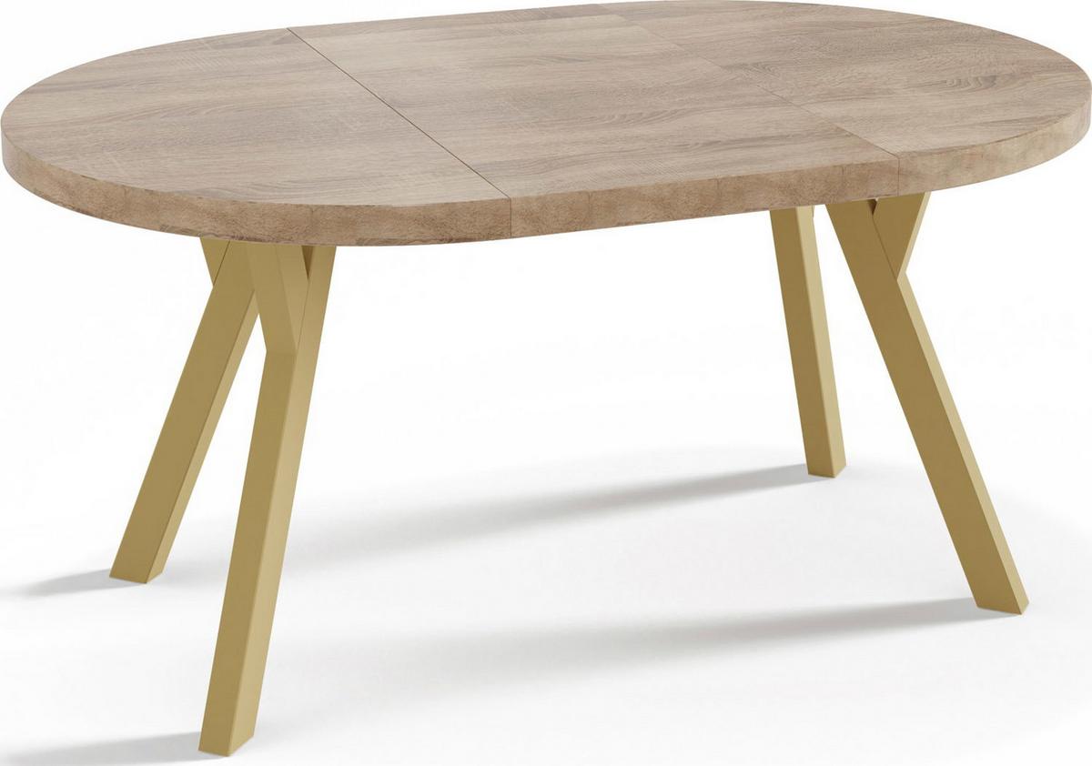 ESSTISCH Mateo runder ausziehbarer, Sonoma Eiche 100-150/100/76 cm - Goldfarben/Sonoma Eiche, Holz/Holzwerkstoff (100/150/76cm) - WFL GROUP