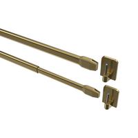 SCHEIBENSTANGEN / VITRAGESTANGEN MIT KLEBEHAKEN Geno 100-180 cm, oval, Messing-farbig, Packung 2 Stück - Messingfarben, Kunststoff/Metall (1.2/2.4/180cm) - INTERDECO
