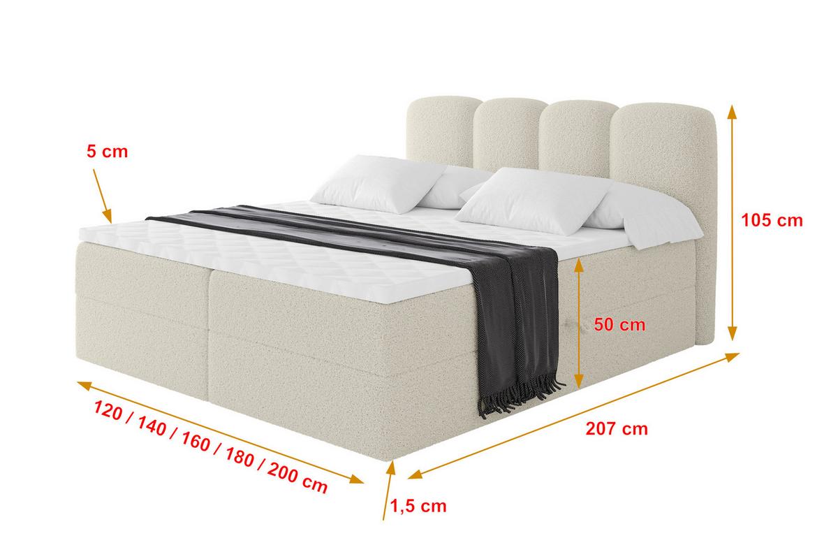BOXBETT mit Matratze H4 - NINA - 180x200 cm - Beige - Sandfarben, Holzwerkstoff (180/200cm) - ALTDECOR