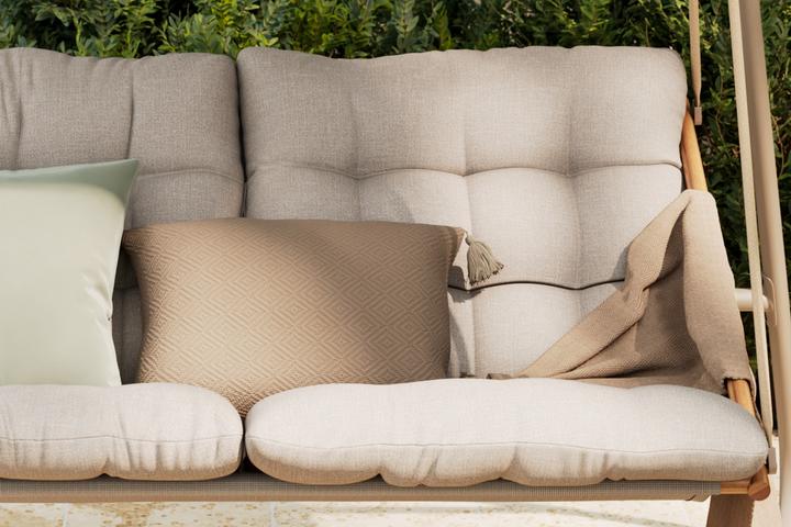 Hollywoodschaukel Texteline inkl. Kissen Hellgrau Webstoff